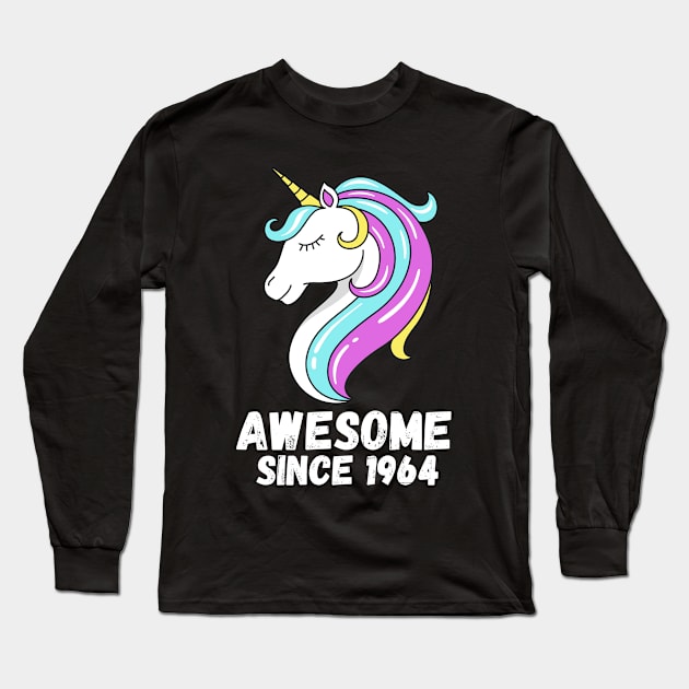 Awesome Since 1964, Unicorn 1964 Long Sleeve T-Shirt by ahmad211